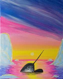 Narwhals at Sunset