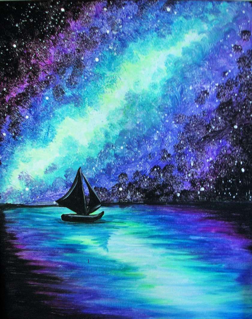 Paint ⛵️ while sippin' under the BLACK LIGHTS 🤩