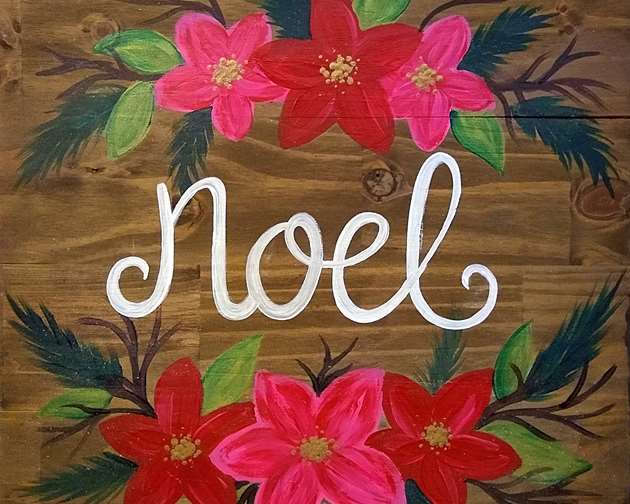 Noel Blooms Wooden Sign