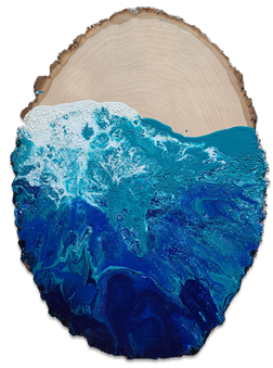 Ocean Marble on Wood