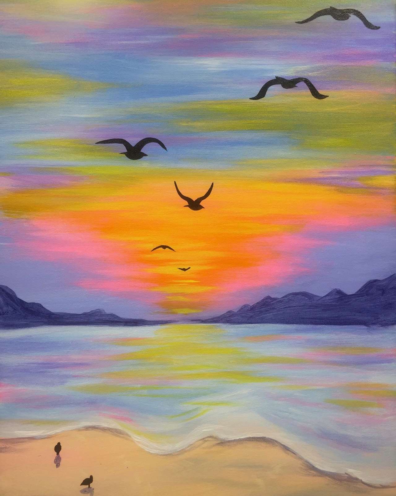 oil pastels paintings sunset