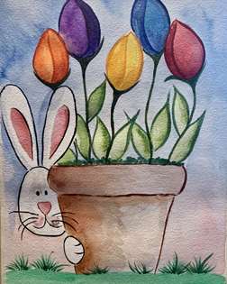 Peek-A-Boo Bunny Watercolor