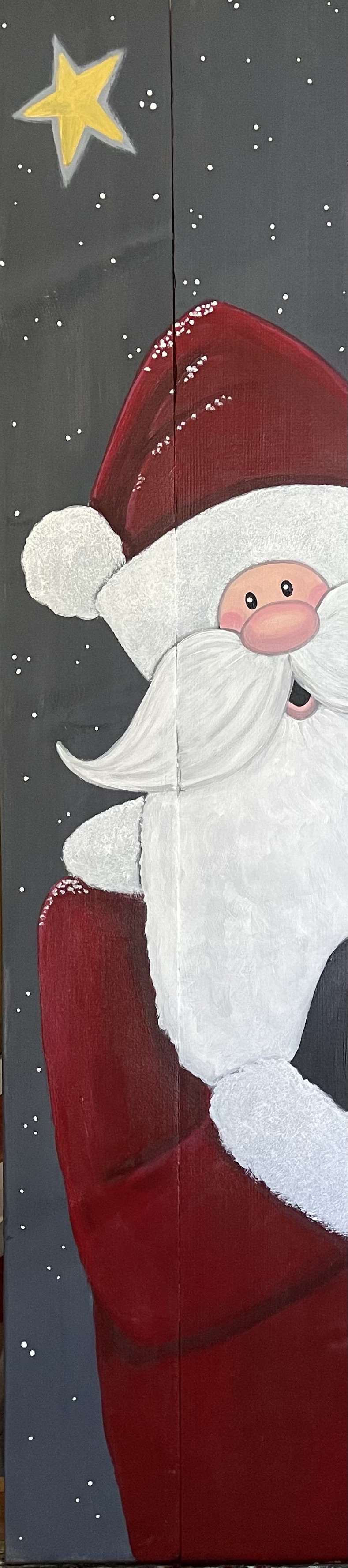 Santa At The Door, needle Nook Of La Jolla, handpainted Leaning