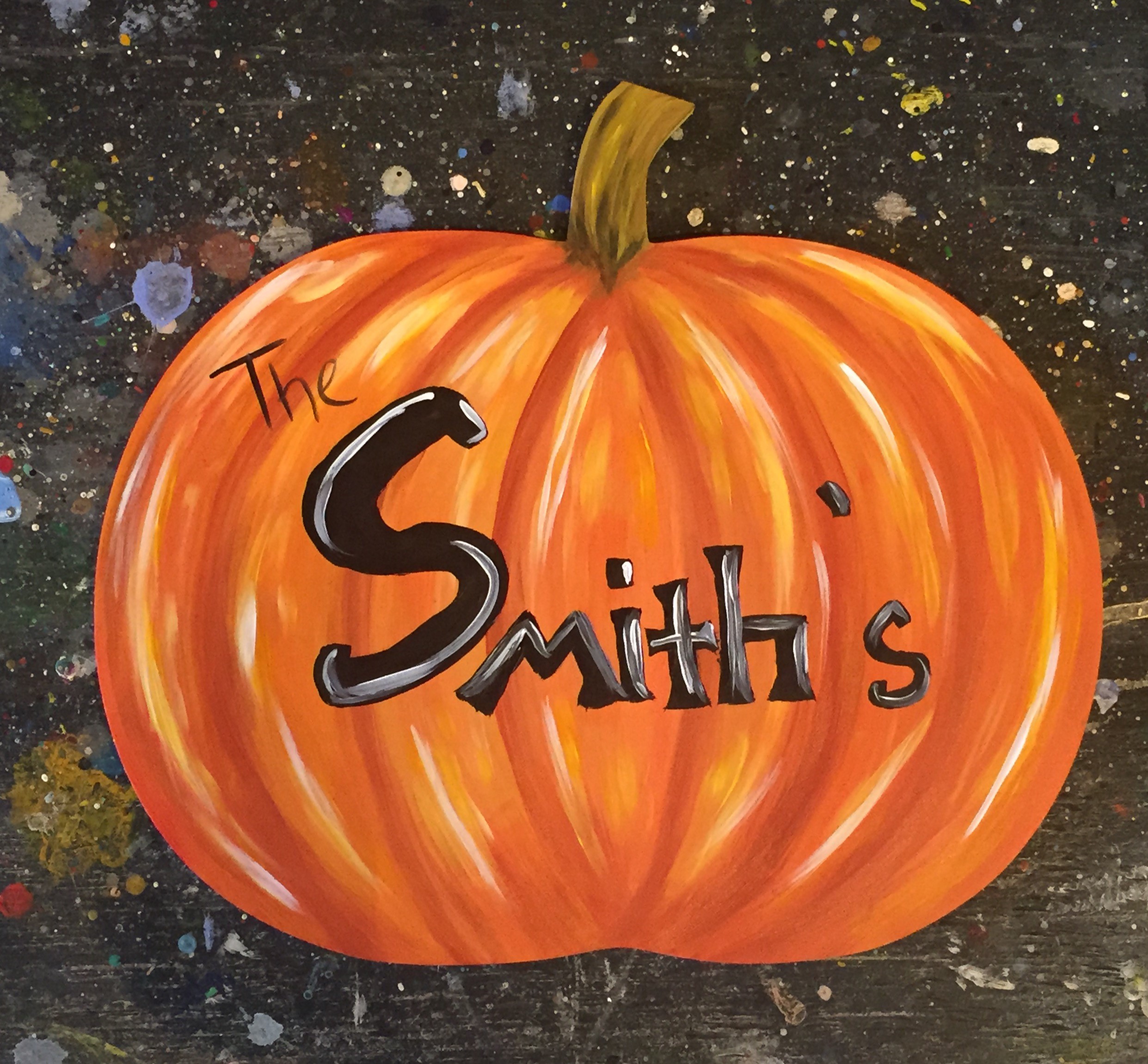 Personalized Wooden Pumpkin Cutout Pinot's Palette Painting