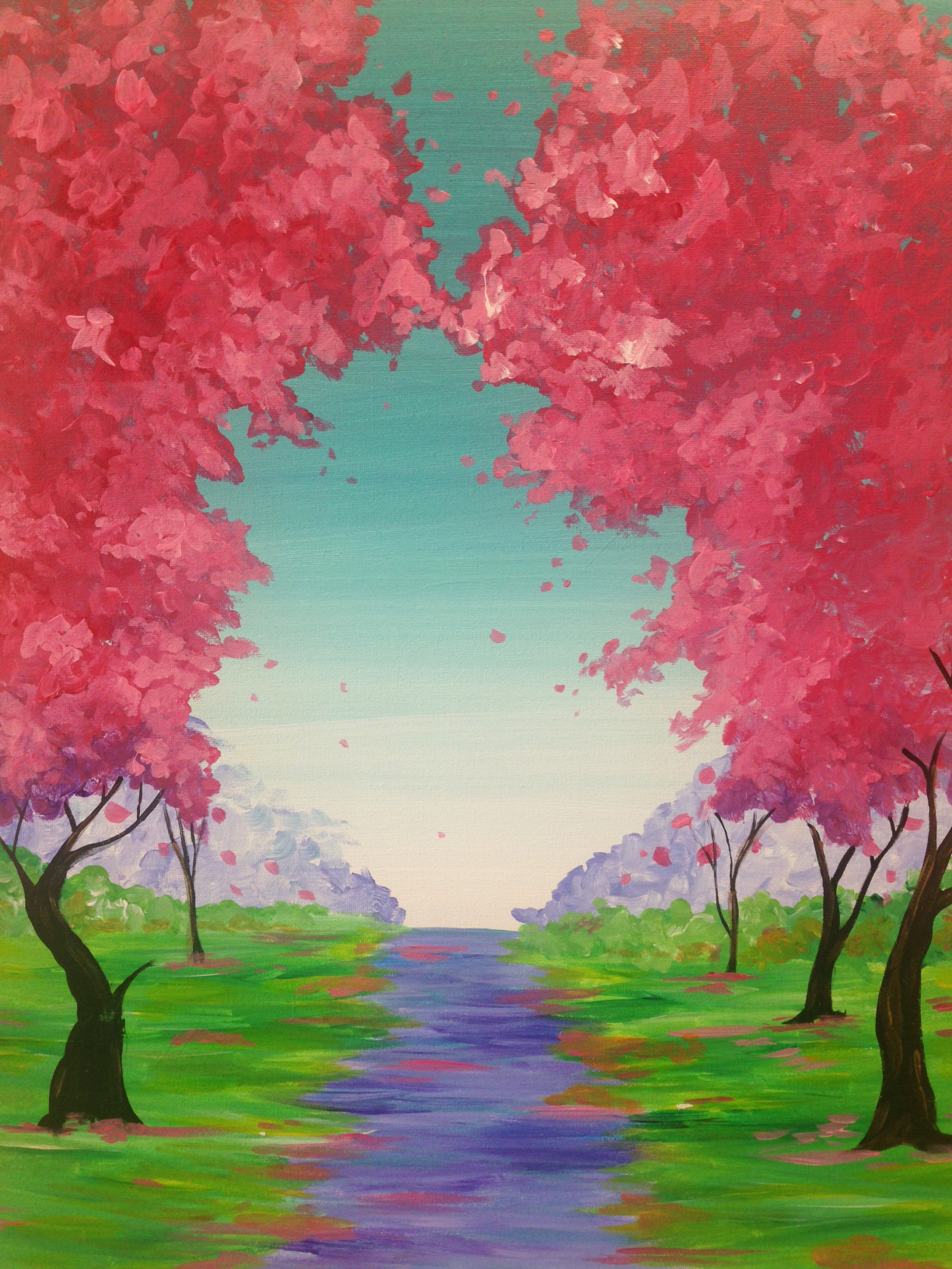 Pink Tree Pathway Pinot s Palette Painting