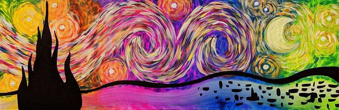 Psychedelic Starry Night 10x30