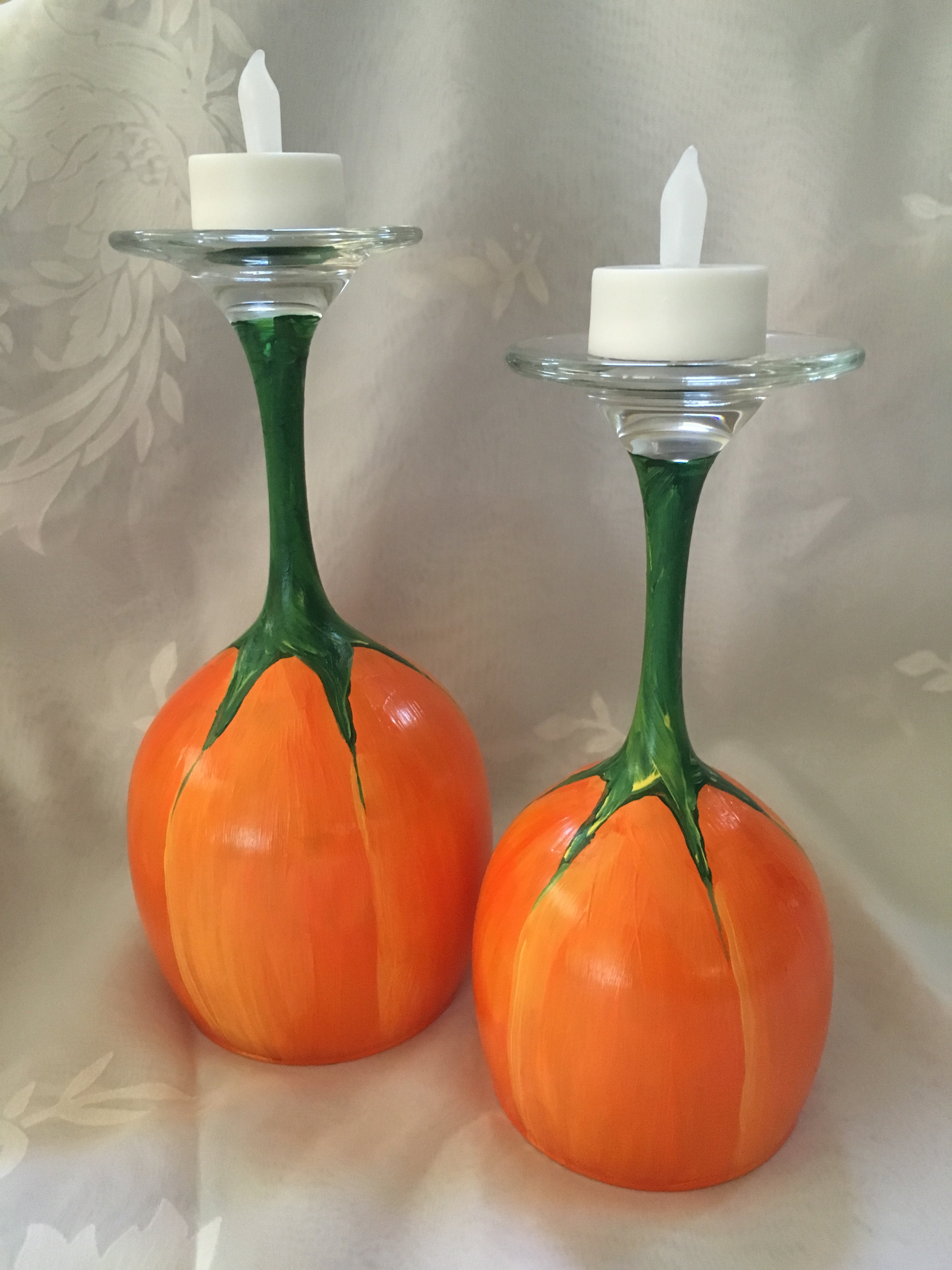 Pumpkin Candle Holders Pinot's Palette Painting