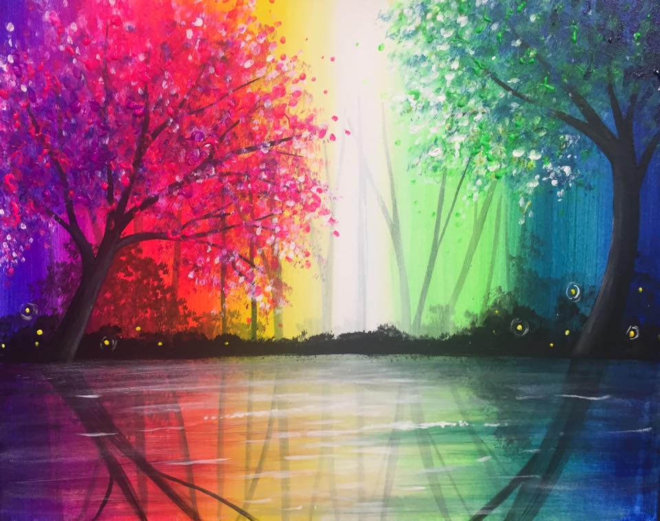 Rainbow Reflections - Pinot's Palette Painting