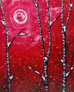 Red Winter Birch Trees