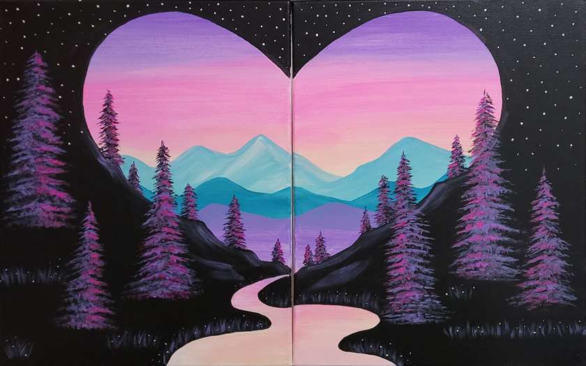 Valentine's Day - 2 Paintings make 1 LOVE-ly piece