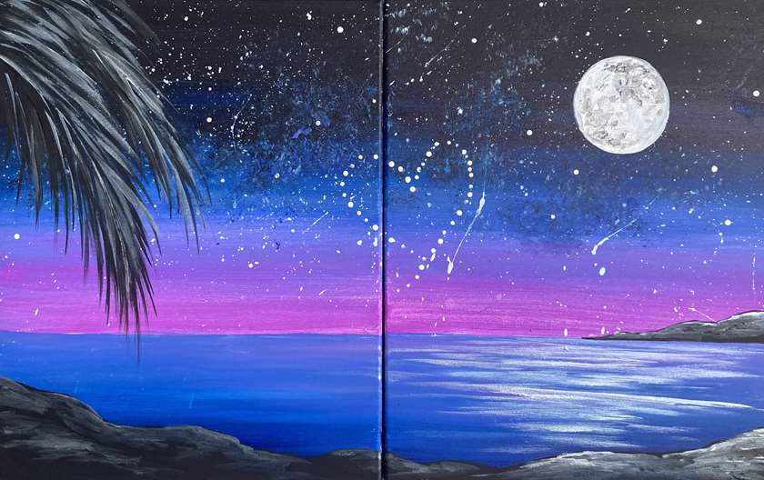 Valentine's Class! Romance In The Stars Date Night - Two Canvases Make One Big Picture!