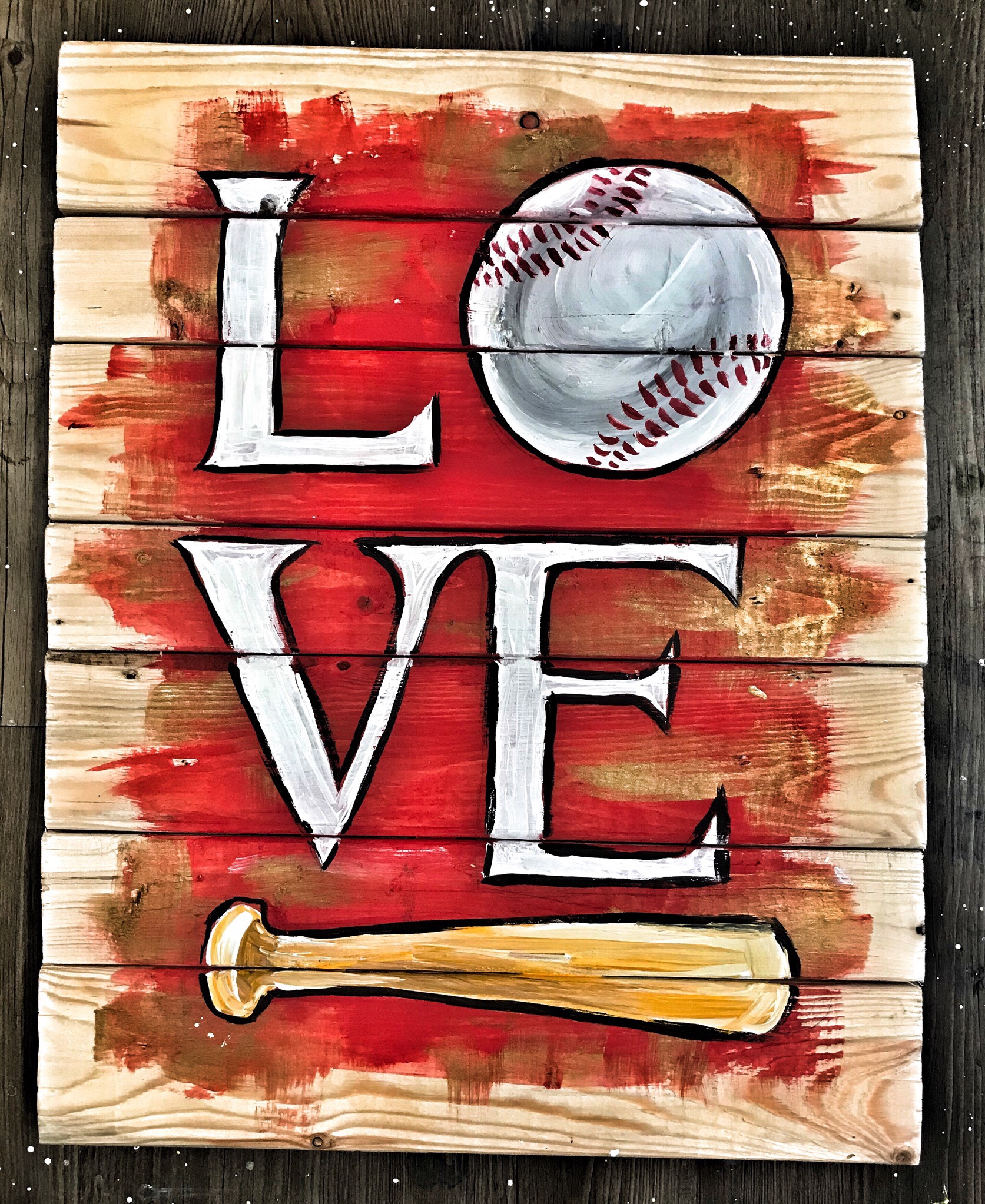 Rustic Baseball Decor - Pinot's Palette Painting