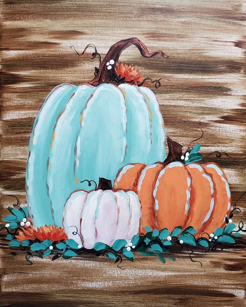 Rustic Pumpkin Trio on Canvas
