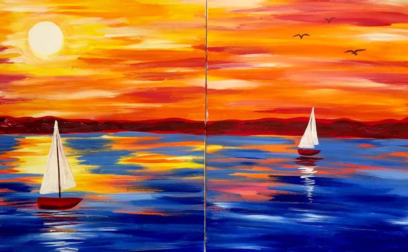 Date Night - Two Canvases make one big picture!