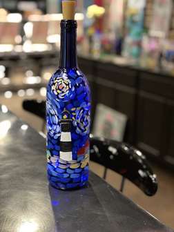 Salty Skies Wine Bottle Painting