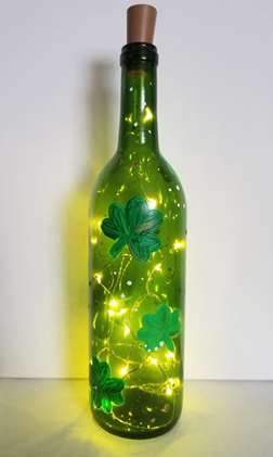 Shamrock Wine Bottle with Lights