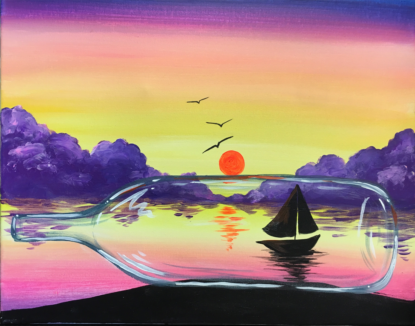 Ship in a Bottle - Pinot's Palette Painting
