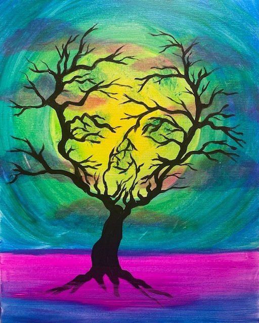 Skull Moon Rising - Pinot's Palette Painting