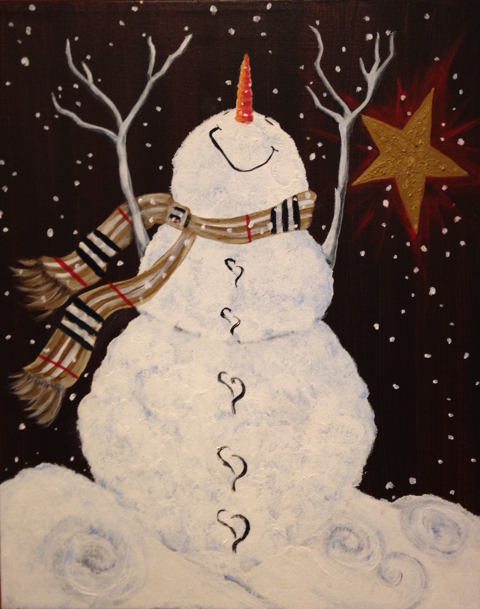 Diy Christmas Painting Tutorial Snowman's Bliss - Pinot's Palette Painting