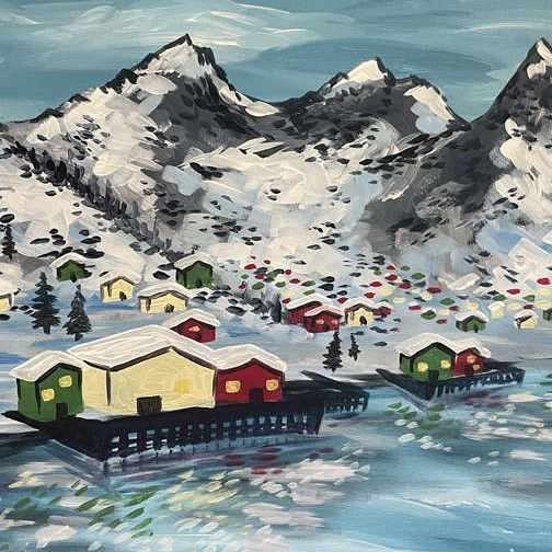 Snowy Norwegian Village 