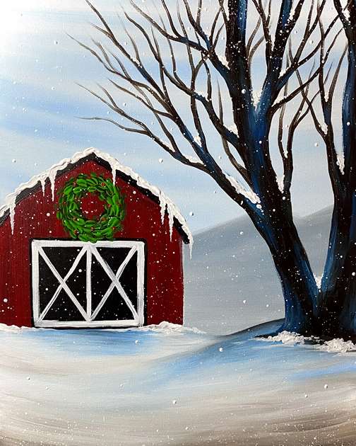 Snowy Winter Barn