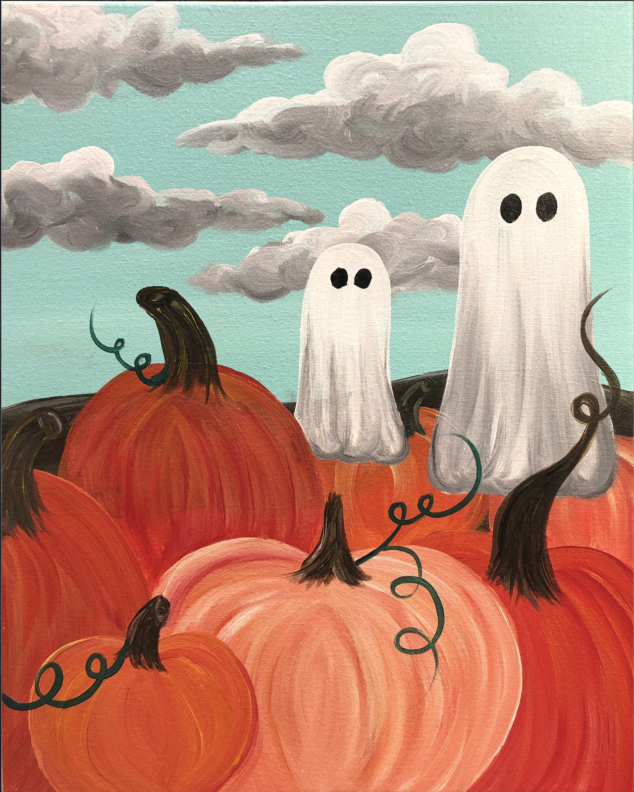 spooky pumpkin patch art