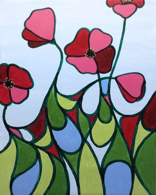 Stained Glass Poppies