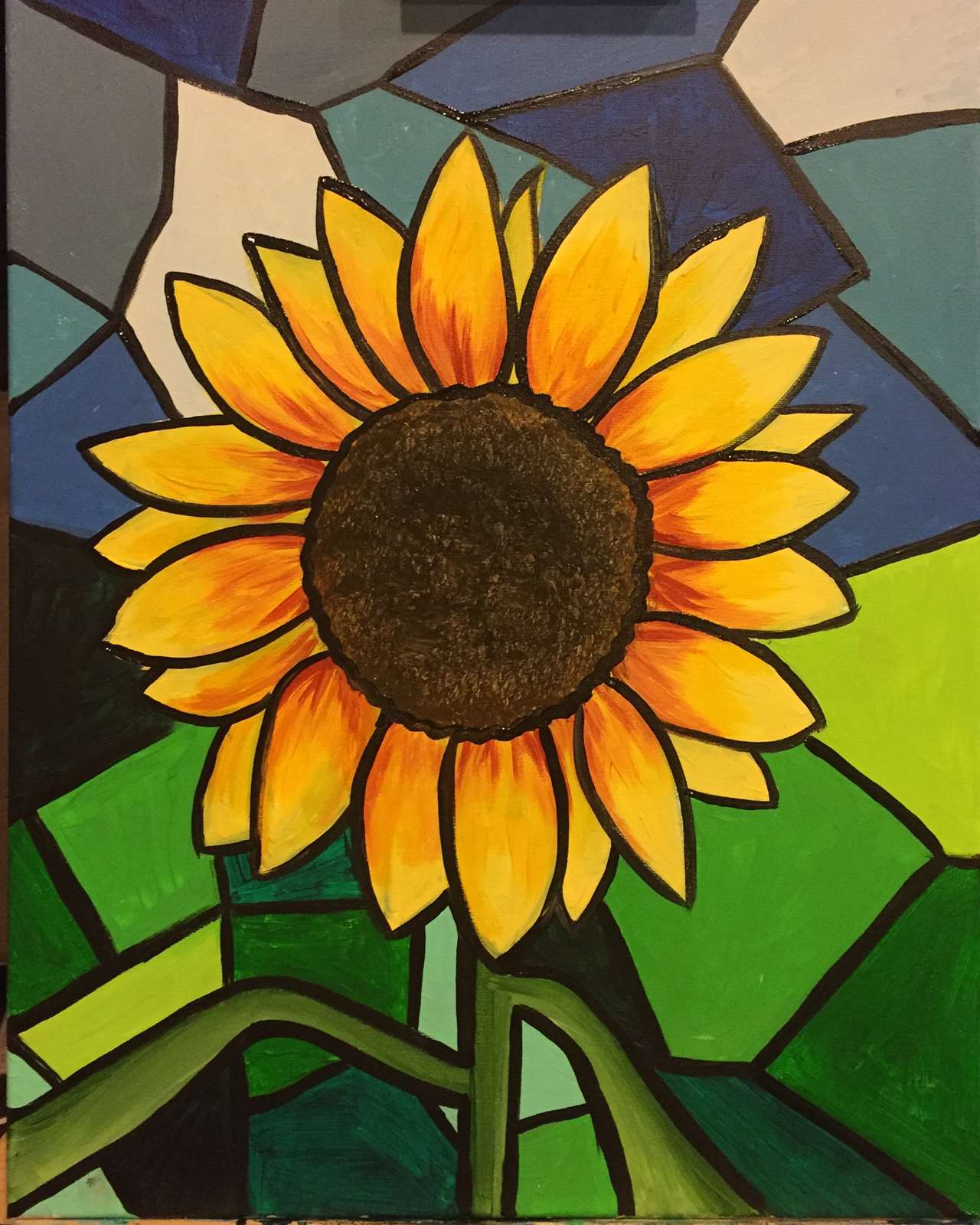 sunflower-panel-stained-glass-sunflower-panel-in-glass-etsy-in-2020