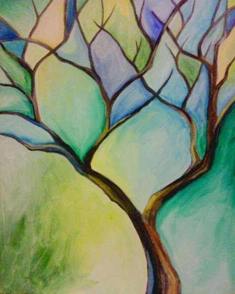 simple stained glass tree