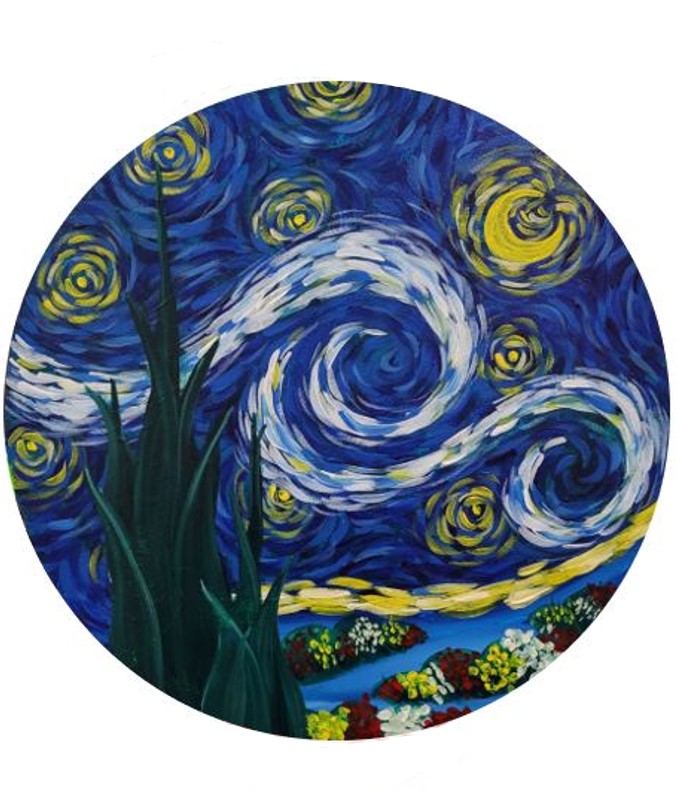 Starry Night - A Round We Gogh! - Pinot's Palette Painting