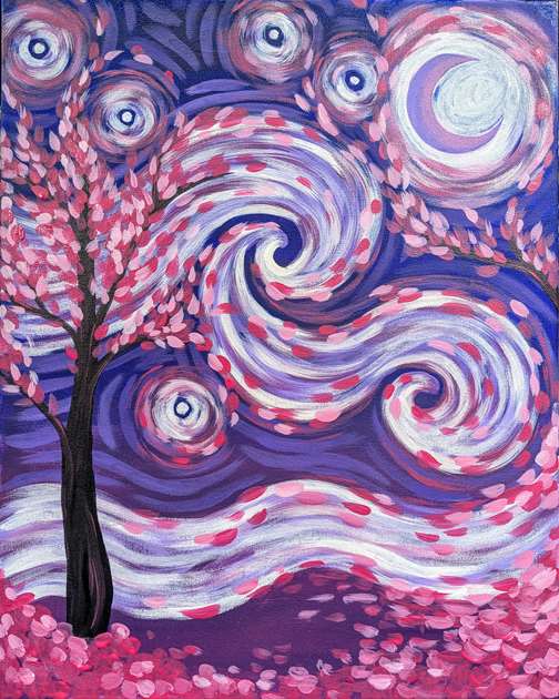 Starry Night Cherry Blossoms