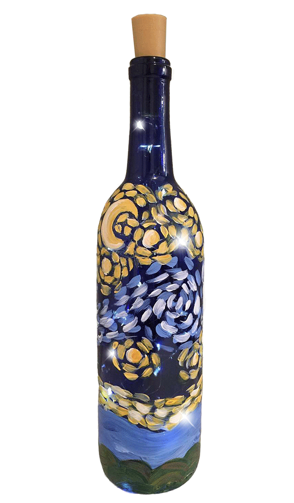 Starry Night LED Wine Bottle Pinot's Palette Painting