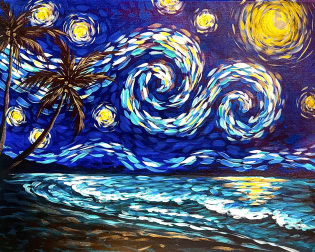 Starry Night Ocean Tide