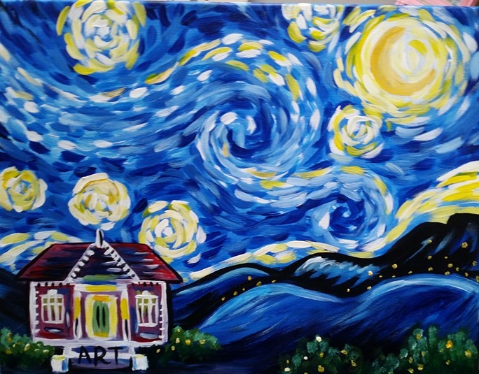 Starry Night Over The Anton Art Center Pinot s Palette Painting starry-night-over-the-anton-art-center-pinot-s-palette-painting