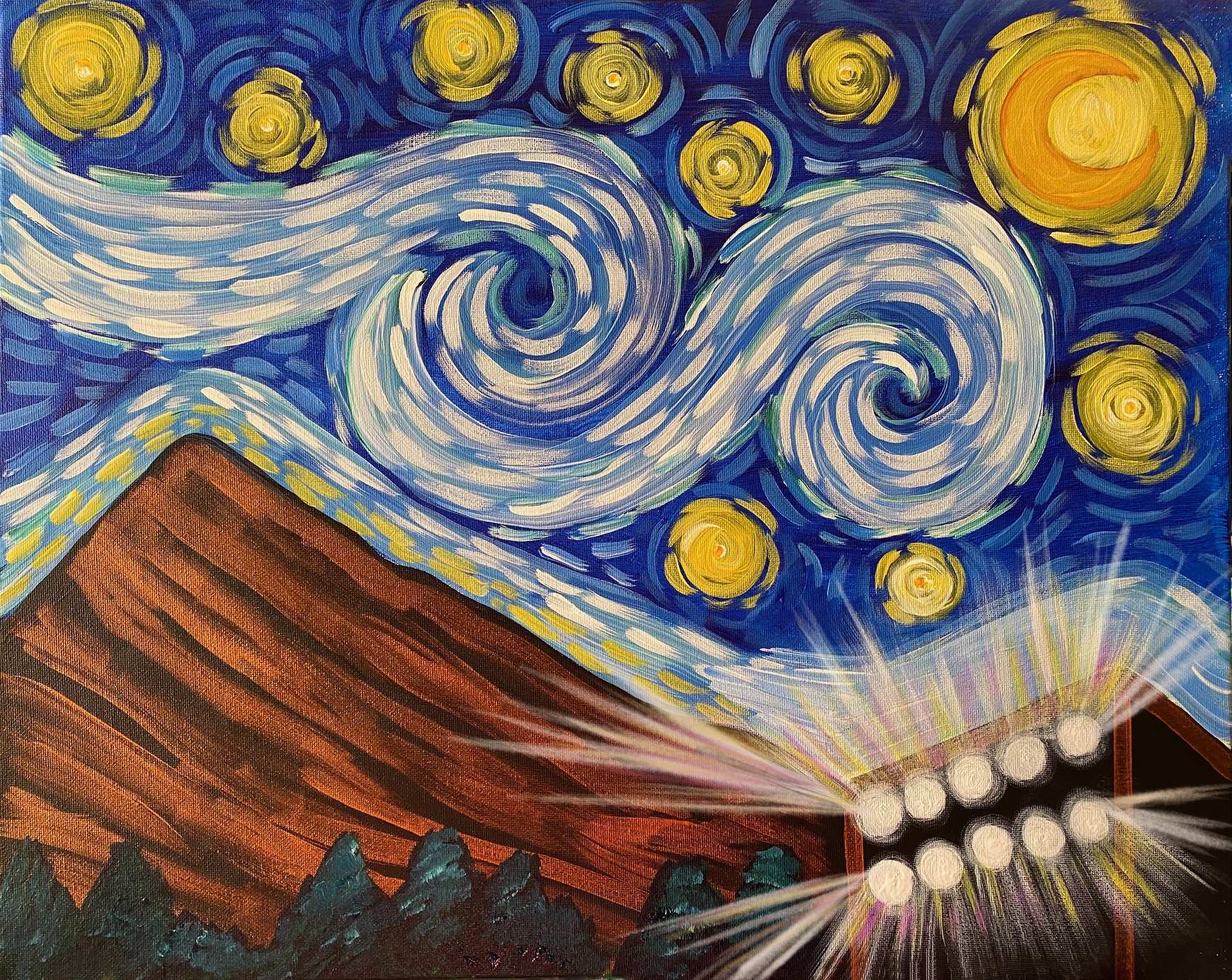 Starry Night Red Rocks - Pinot's Palette Painting
