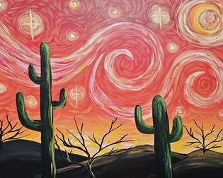 Starry Night Saguaros