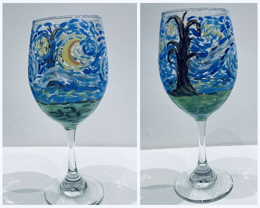  paint a set of 2 wine glasses