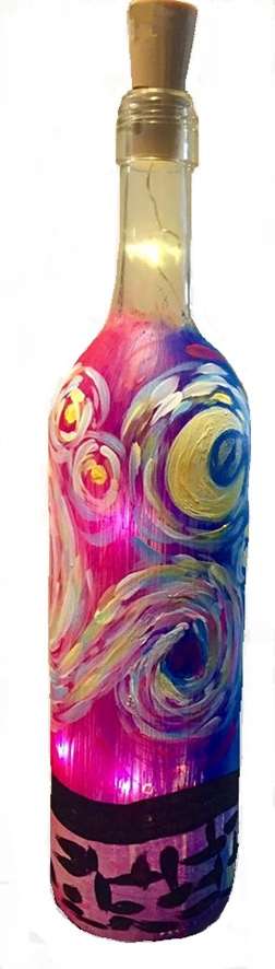 Psychedelic Starry Night Wine Bottle