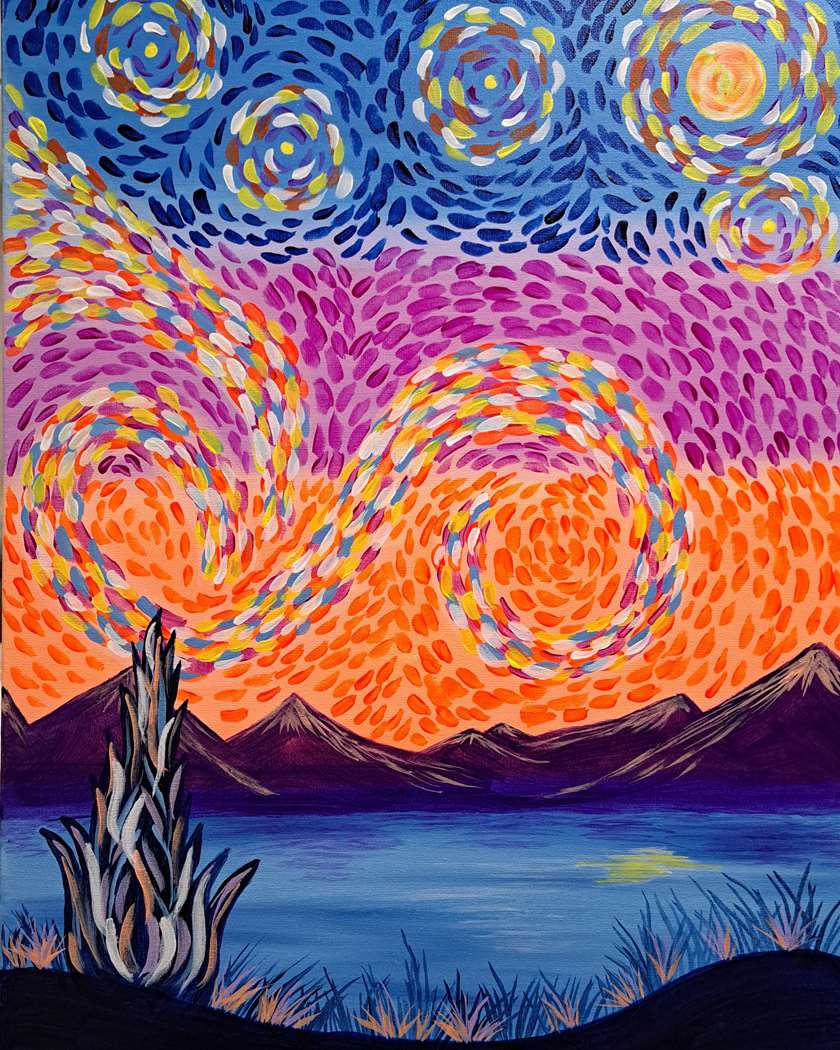 Starry Vibrant Night Pinot's Palette Painting