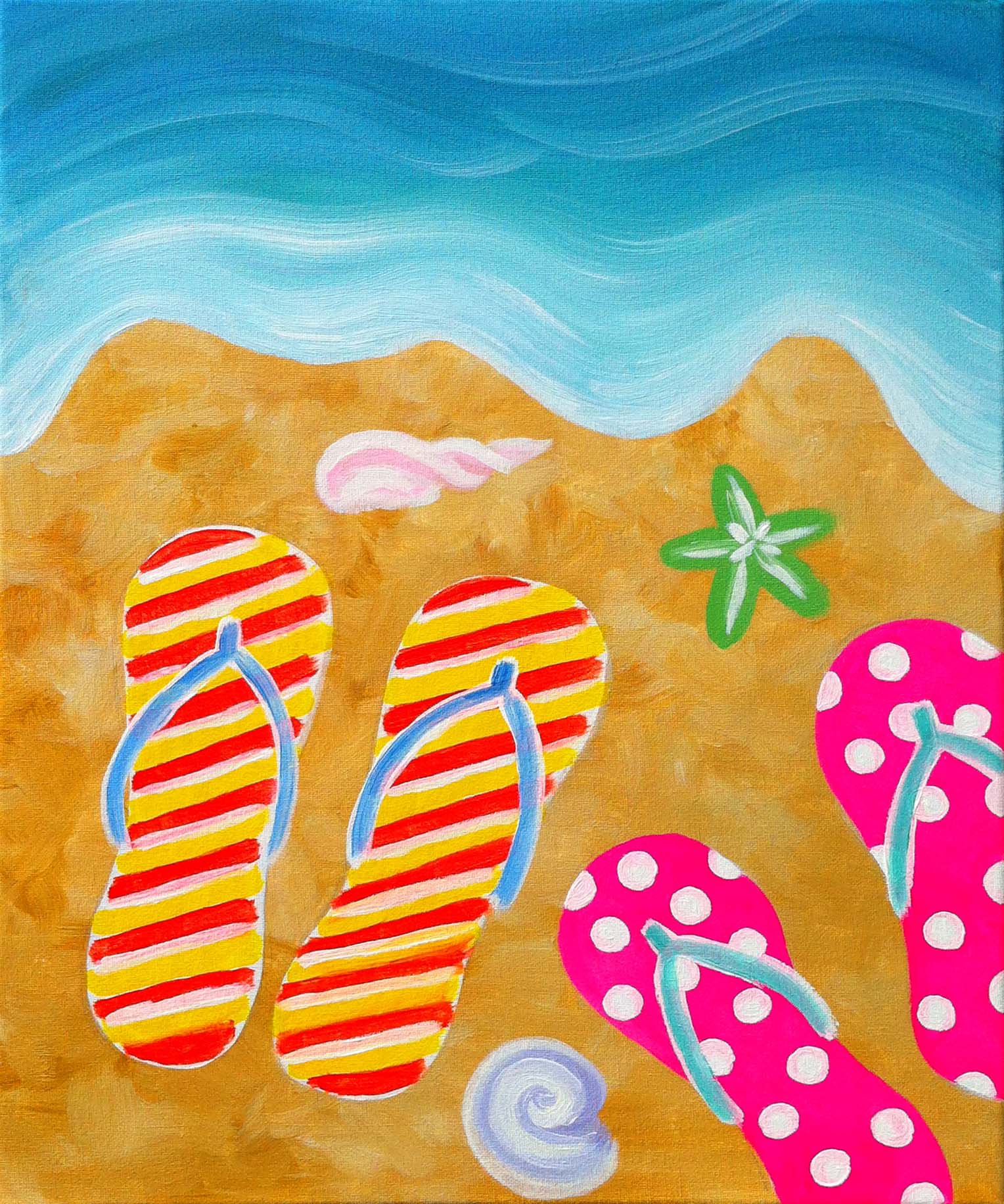 Summer Flip Flops - Pinot's Palette Painting