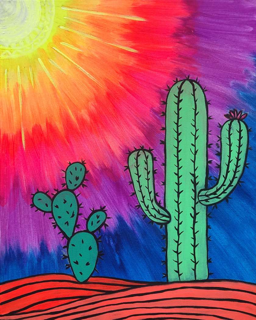 Join us to Paint 🌵 and Sip 🍷 under the Black Lights