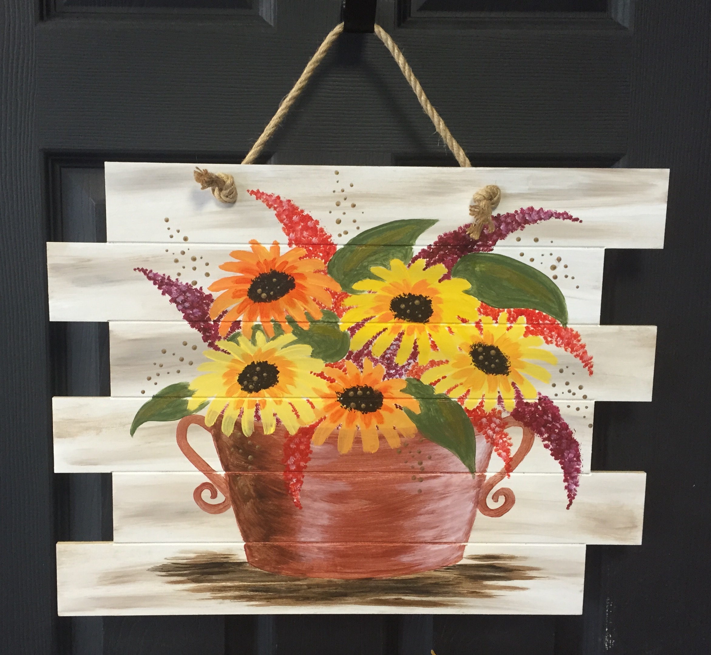 Sunflowers On A Wood Pallet Pinot S Palette Painting