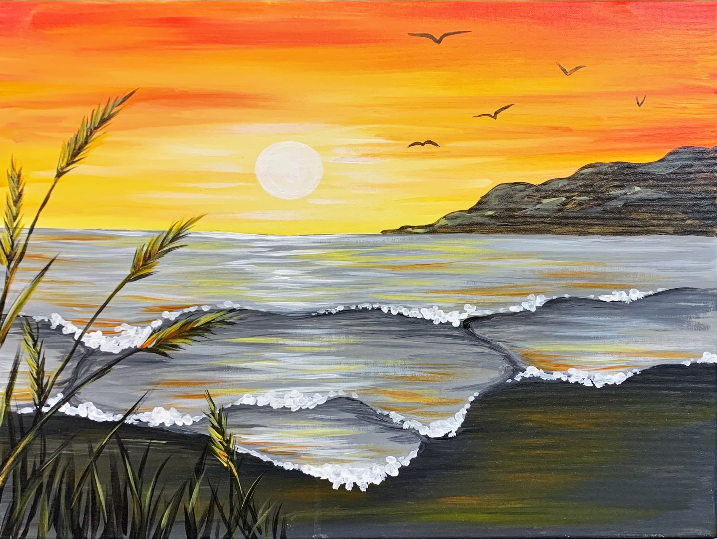 ●TonyScony & PlayasPoetry Sunny Side Shoreline - Pinot's Palette Painting
