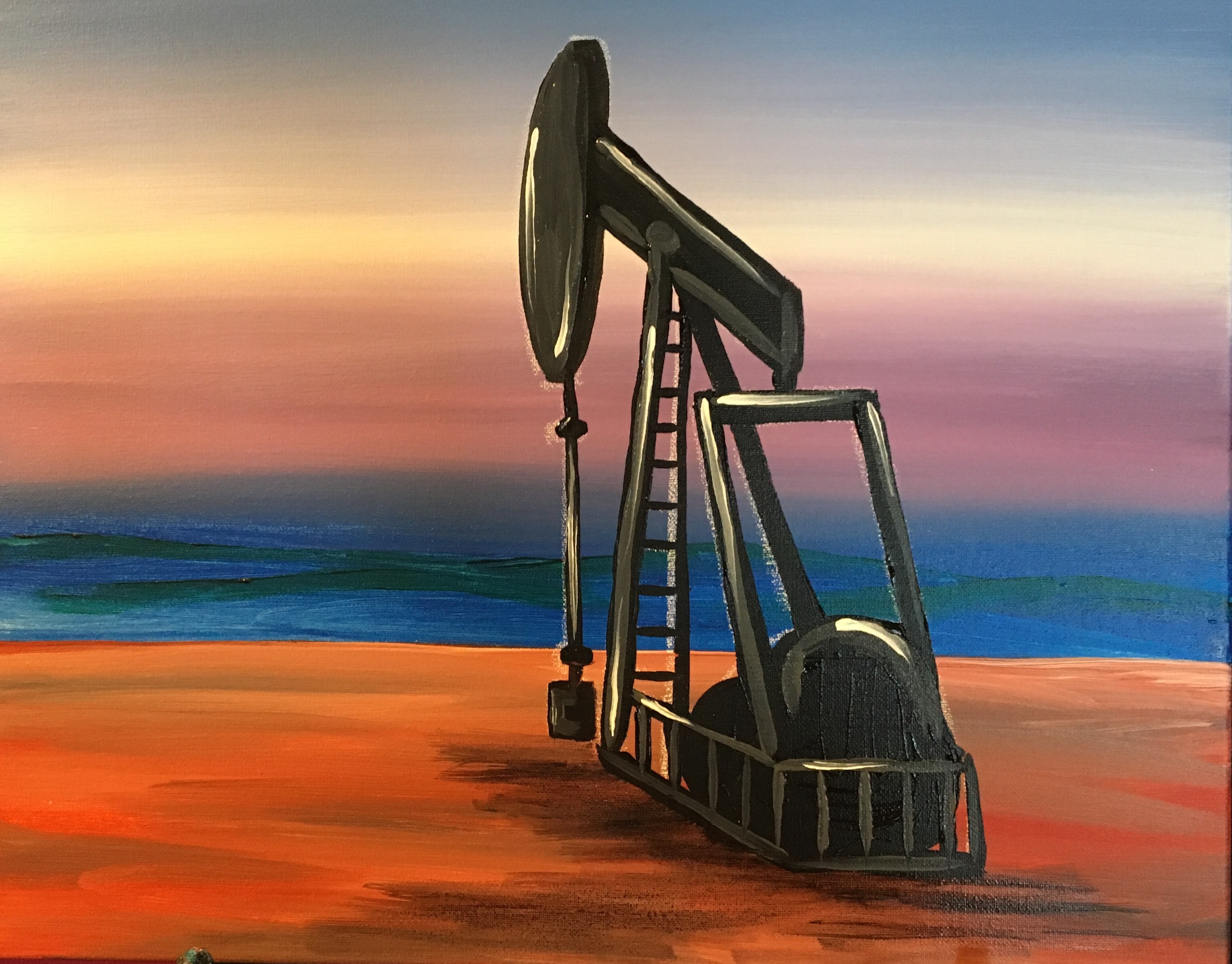 Sunrise Oil Rig - Pinot's Palette Painting