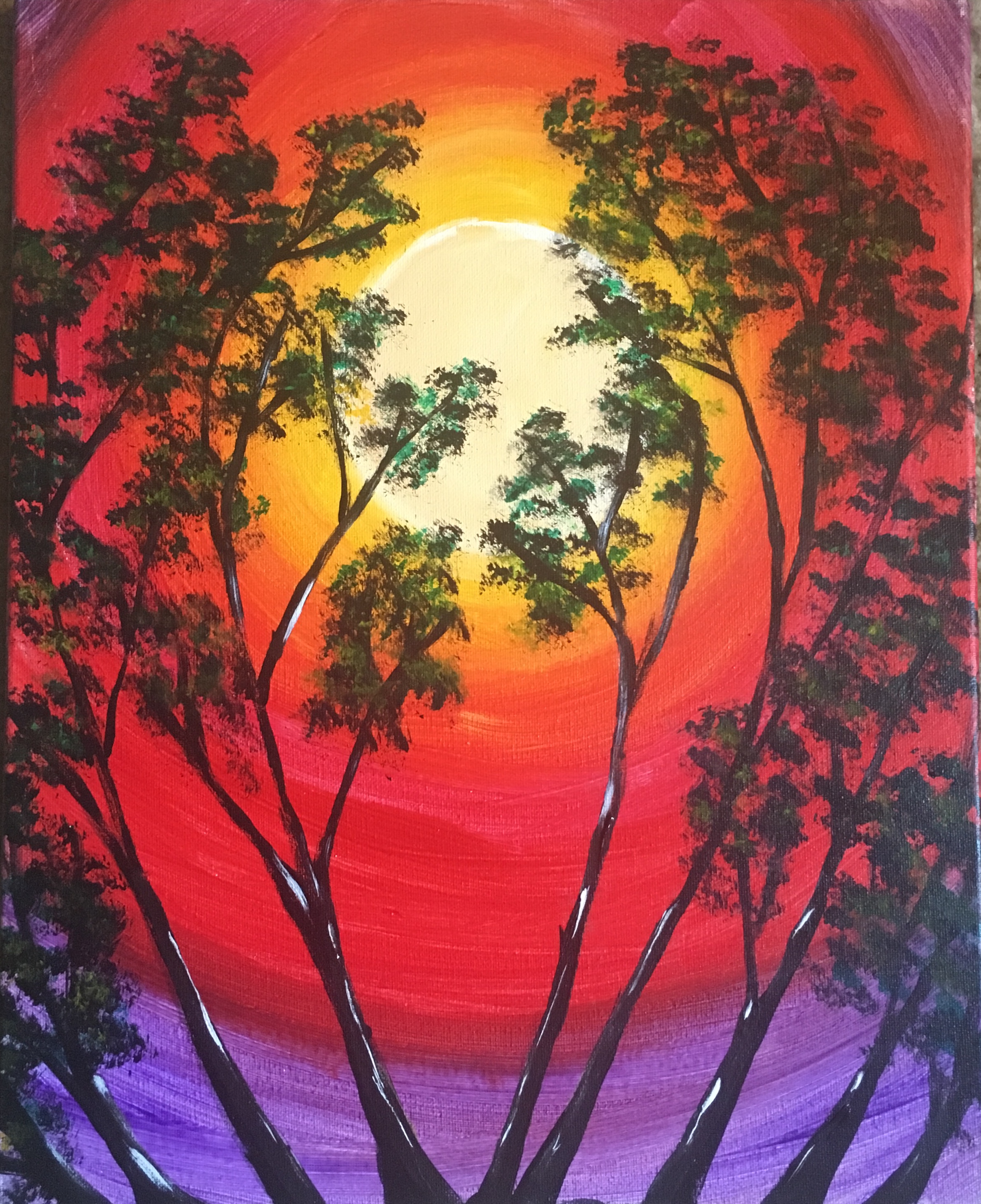 Sunset Through the Trees - Pinot's Palette Painting