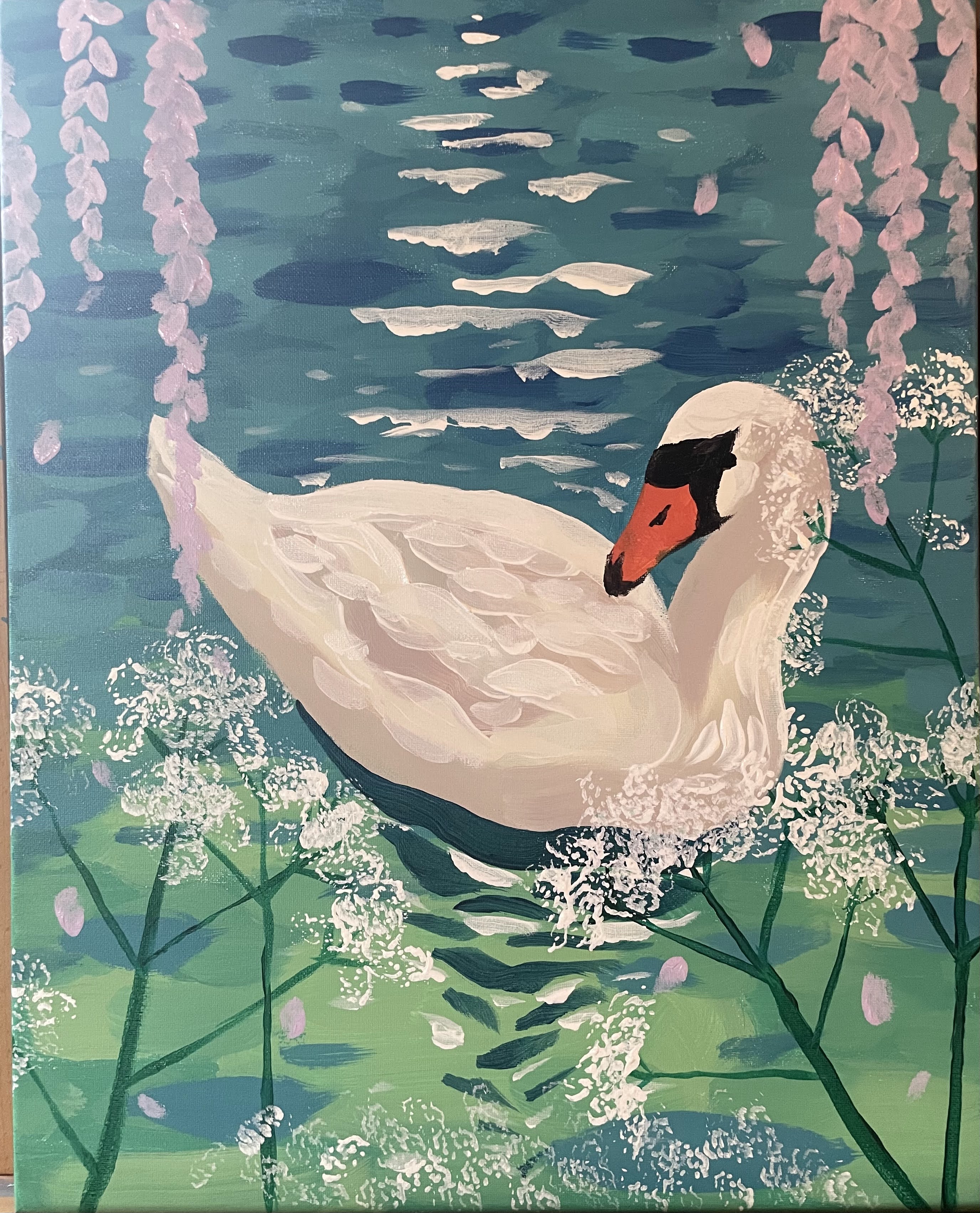 Swan and Wisteria - Pinot's Palette Painting