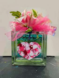 Sweetheart Bouquet Glass Block