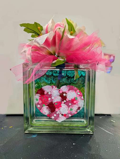 Sweetheart Bouquet Glass Block