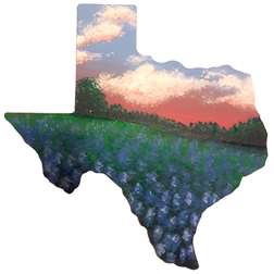 Texas Wooden Cutout - Bluebonnet Field