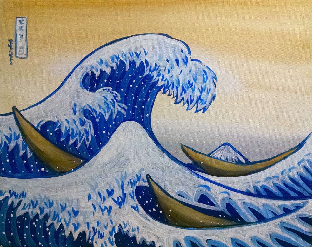 Great wave off kanagawa, me, leather shoe paint, 2020 : r/Art